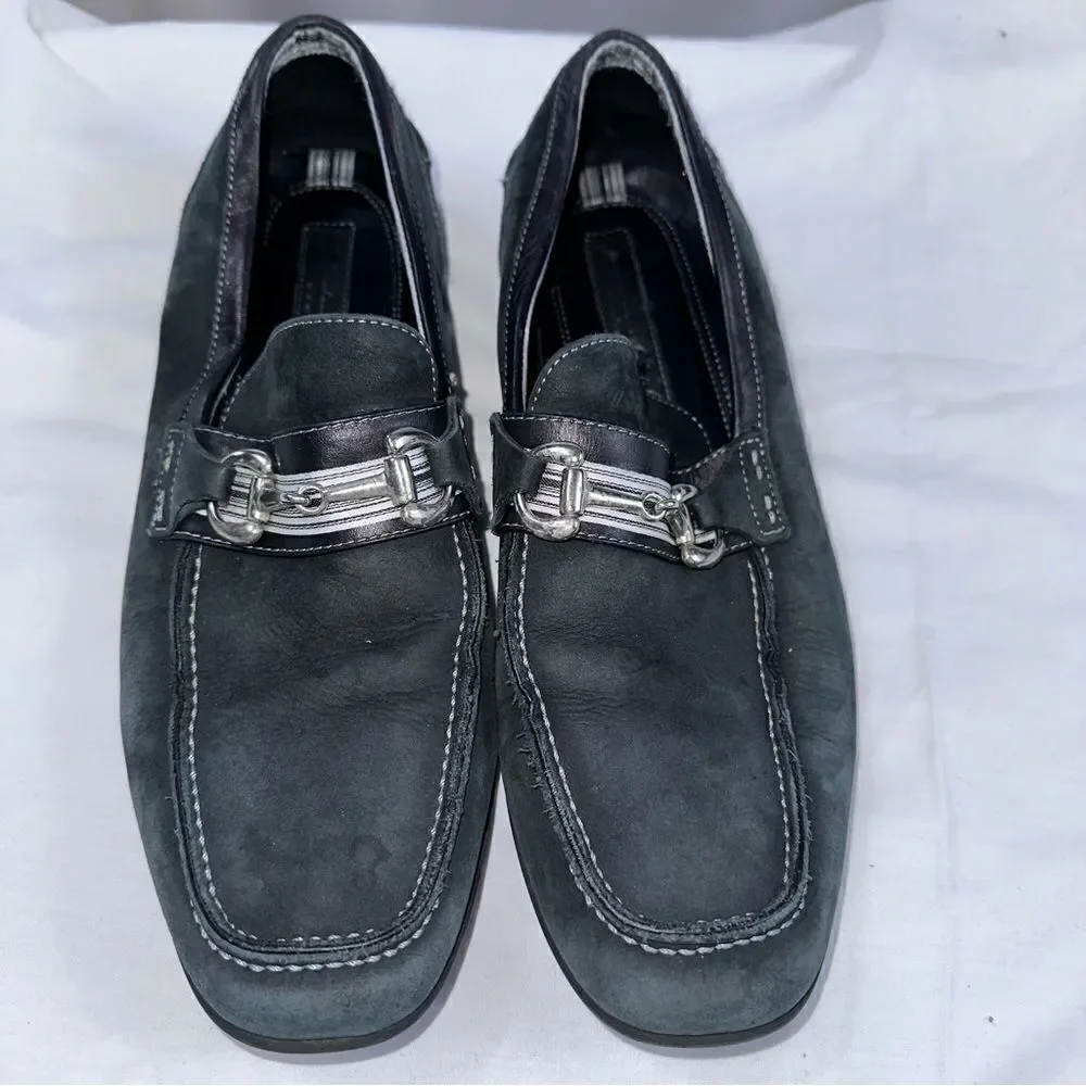 Johnston Murphy Loafer Men's 8.5 M Black & grey Toe Silver Bit